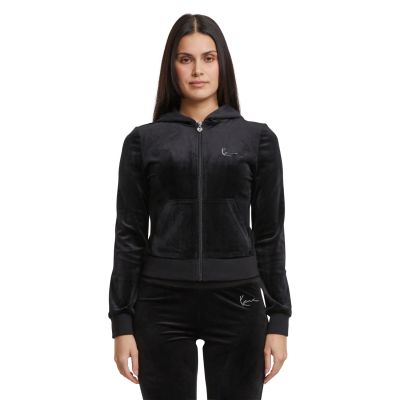 Karl Kani Signature Rhinestone Velours Tight Trackjacket - Črna - Jakna
