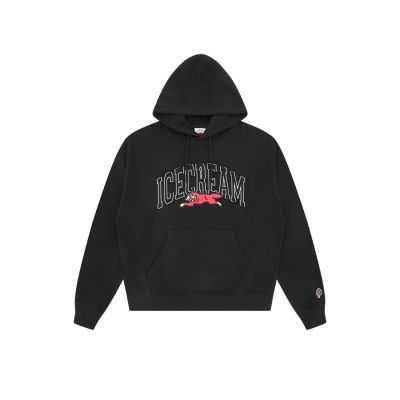 ICECREAM College Applique Running Dog Popover Hoodie Black - Črna - Jopa s kapuco ICECREAM College Applique Running Dog Popover Hoodie Black - Črna - Jopa s kapuco