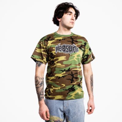 Pleasures Strain Logo T-Shirt Camo - Zelena - Majica s kratkimi rokavi Pleasures Strain Logo T-Shirt Camo - Zelena - Majica s kratkimi rokavi