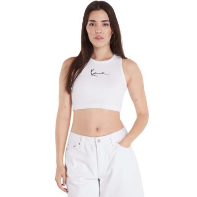 Karl Kani Small Signature Essential Racer Rib Top White - Bela - Majica s kratkimi rokavi Karl Kani Small Signature Essential Racer Rib Top White - Bela - Majica s kratkimi rokavi